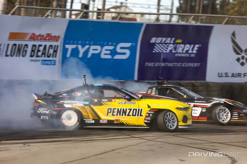 Chelsea DeNofa Tandem Drifting against Matt Field at 2023 Formula Drift Long Beach