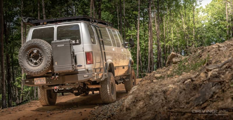 Ford E350 rear tire carrier and bumper ujoint offroad