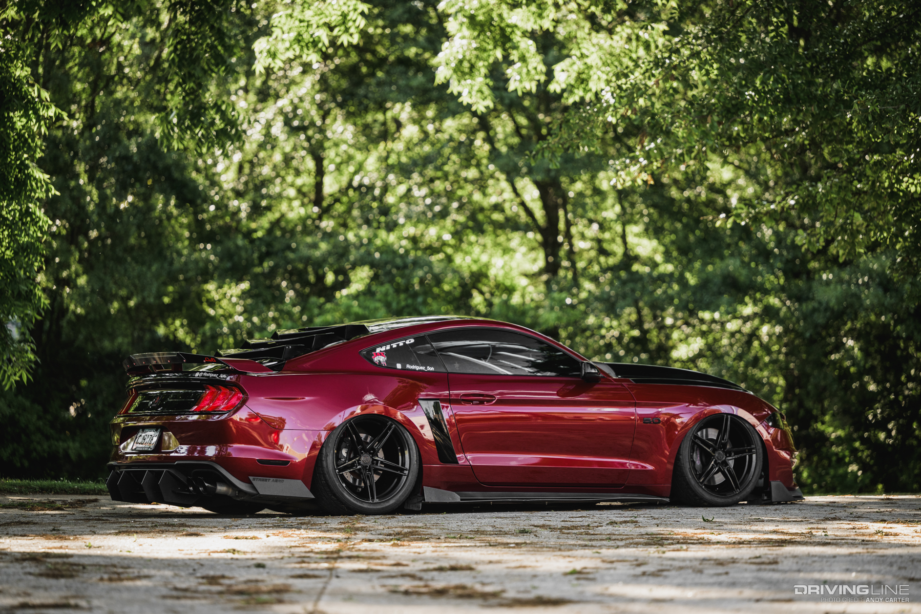 Bagged S550 Mustang GT side shot