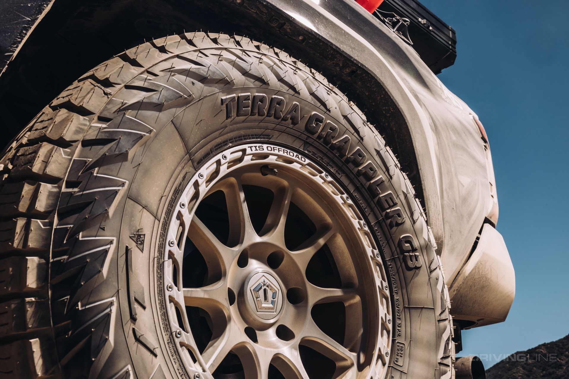 Terra Grappler G3 all terrain tire sidewall on Toyota truck