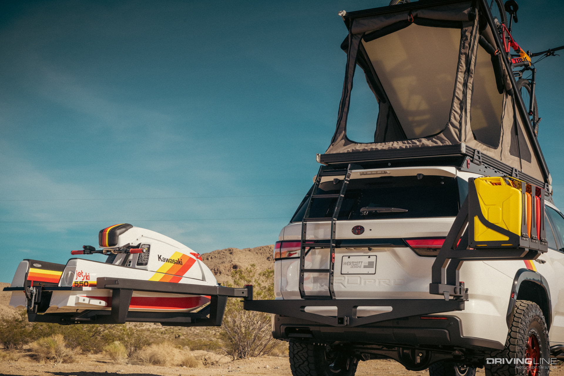 jet ski mount extended on back of 023 Toyota Sequoia Overland Concept