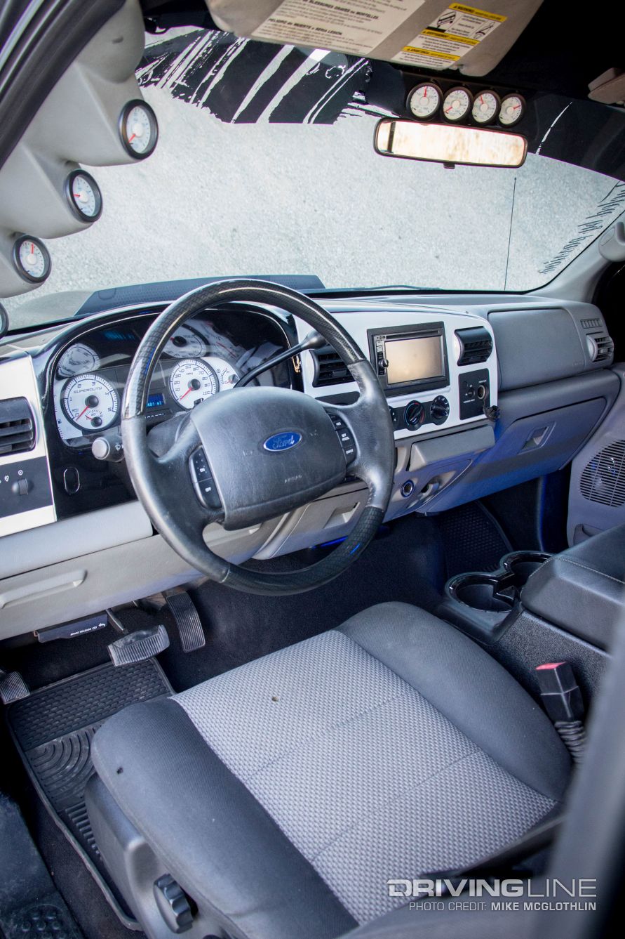Ford F-350 interior with gauges