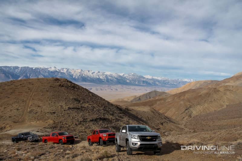 line of Chevy trucks
