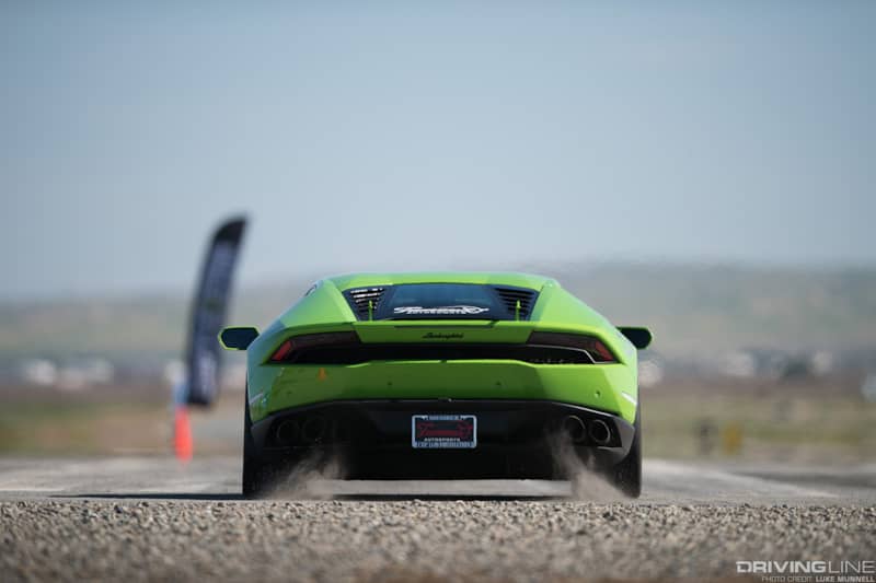 lime green Lamborghini at Shift Sector exotic car Airstrip Attack