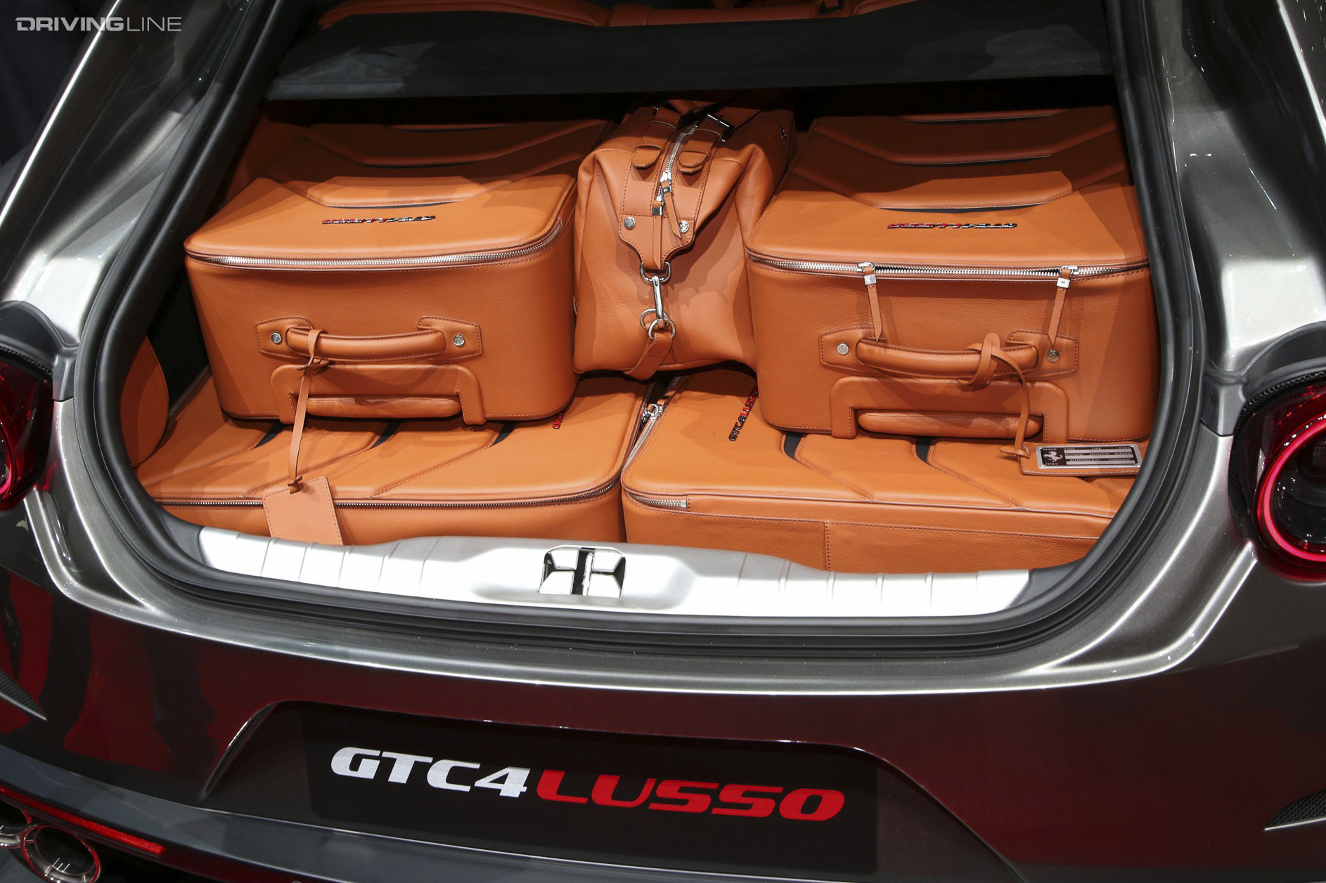 Ferrari GTC4Lusso trunk space at the 2016 Geneva International Motor Show
