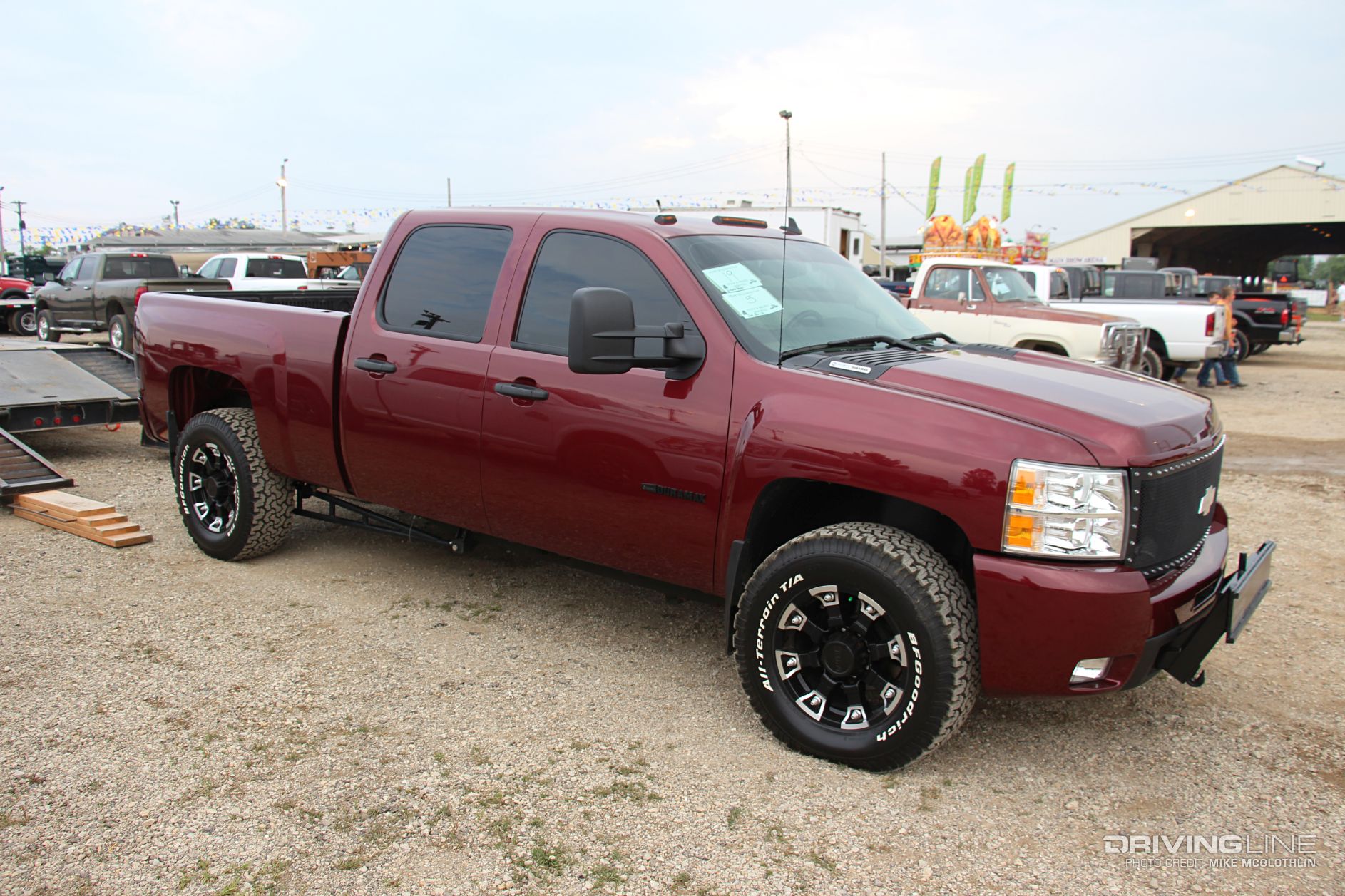 red chevy truck with duramax engine