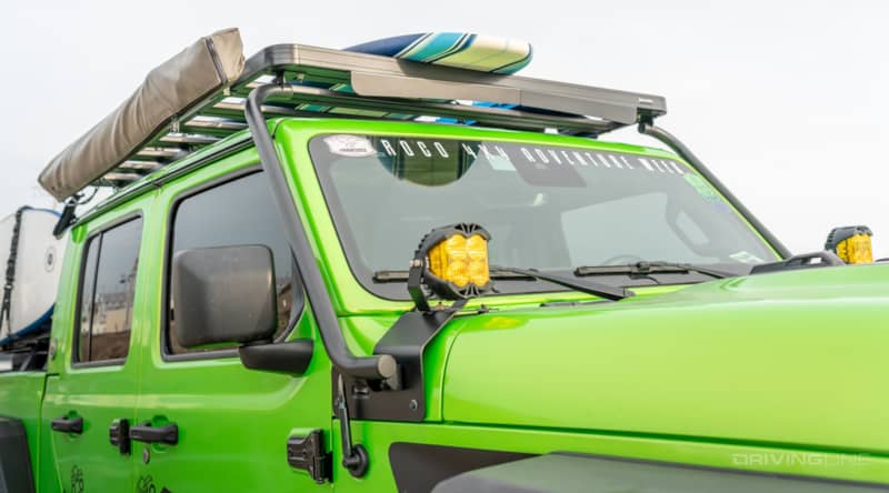 Front Runner Jeep Gladiator Roof Rack with surfboard