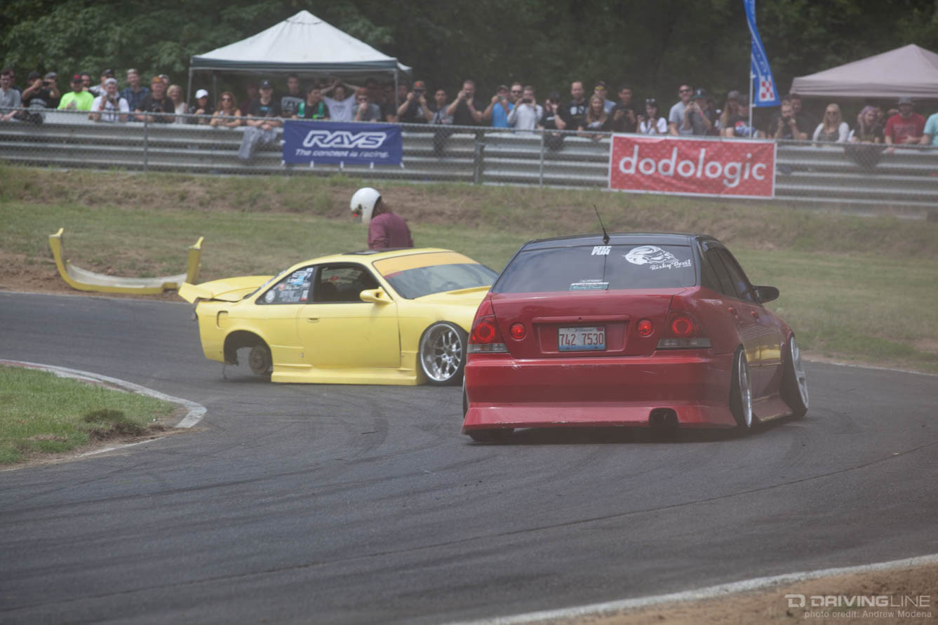 Lambo door equipped 240sx at Final Bout loses wheel