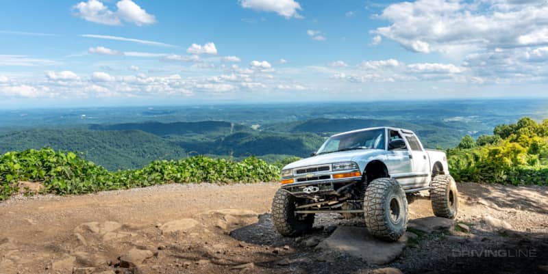 Windrock Park overlook Chevy S10 on 40 inch Nitto mud grapplers