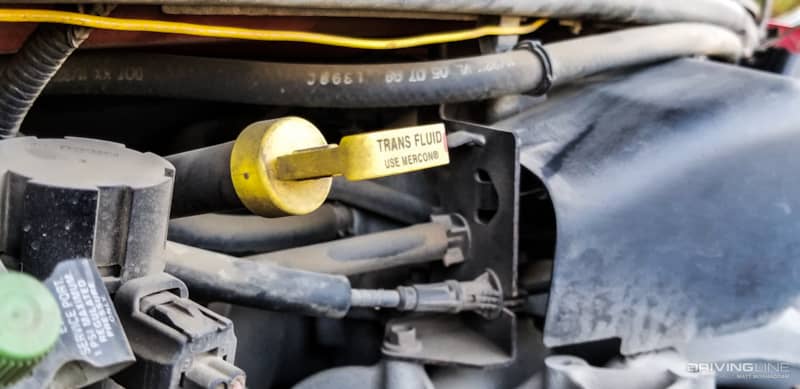 Transmission Dipstick under the hood