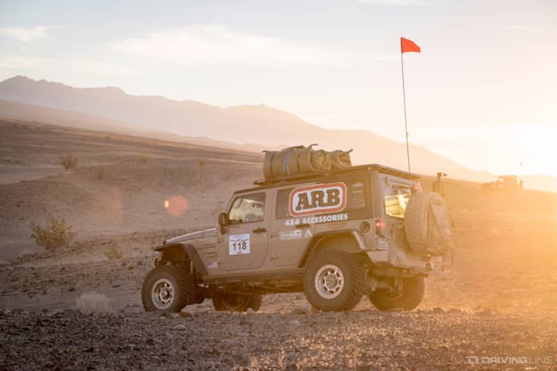 Team 118's Jeep JK in the sunset
