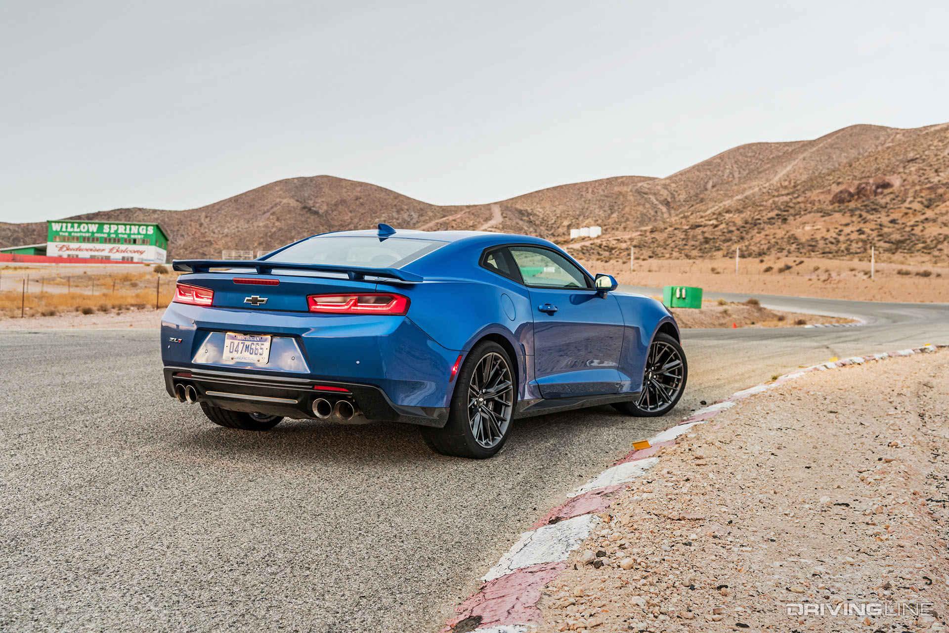 Rear of blue Chevy Camaro
