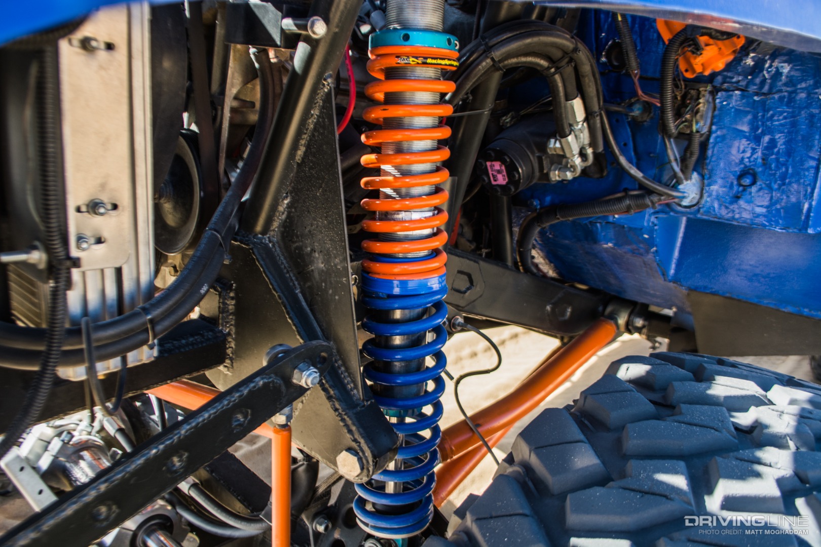 King Coilovers and bump stops, along with a custom 4-link system