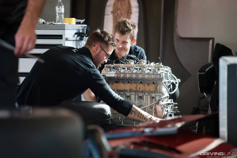 Mazda Team Joest pits at Rolex 24 Hours of Daytona engine assembly