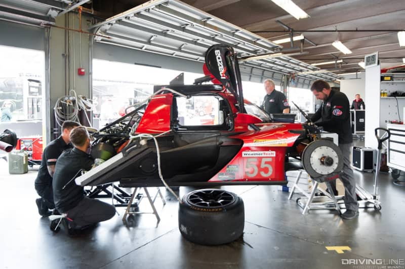 Mazda Team Joest pits at Rolex 24 Hours of Daytona side profile no. 55 RT24-P car