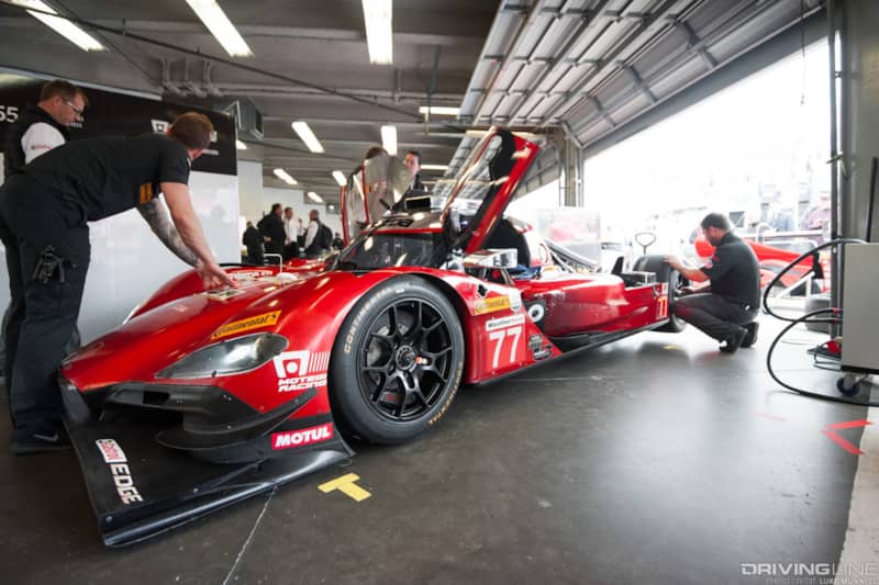 Mazda Team Joest pits at Rolex 24 Hours of Daytona RT24-P no. 77 car