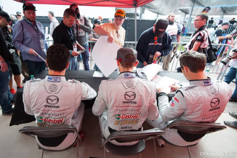 Mazda Team Joest Rolex 24 Hours of Daytona autograph session Jonathan Bomarito, Harry Tincknell, Spencer Pigot