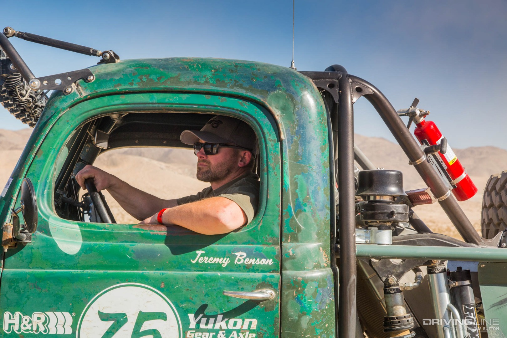 Jeremy Benson riding around Johnson Valley in his RaceTractor