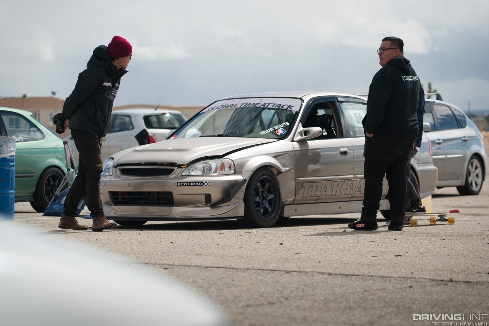 VTEC Club USA rd. 1 Streets of Willow Springs silver-gold EK Honda Civic coupe trakrat