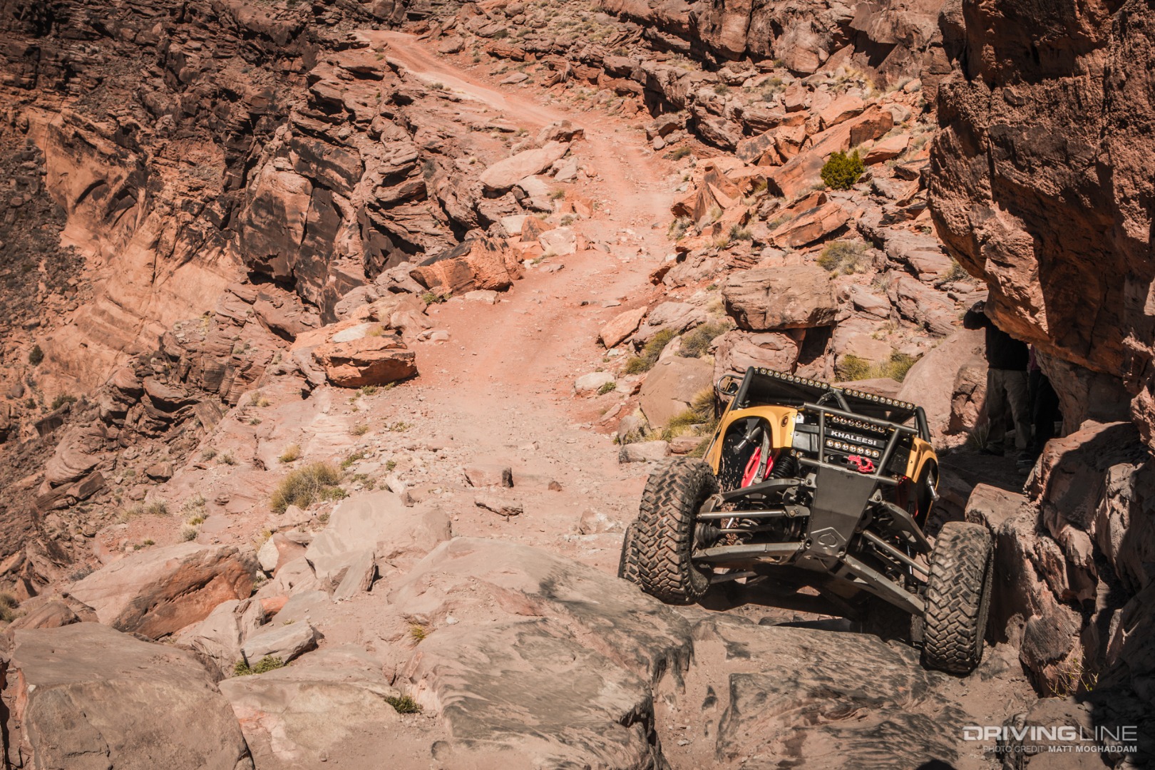 Nick Nelson climbing the last obstacle on Cliffhanger in Moab