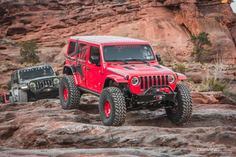 Rock Krawler JL dropping off a ledge