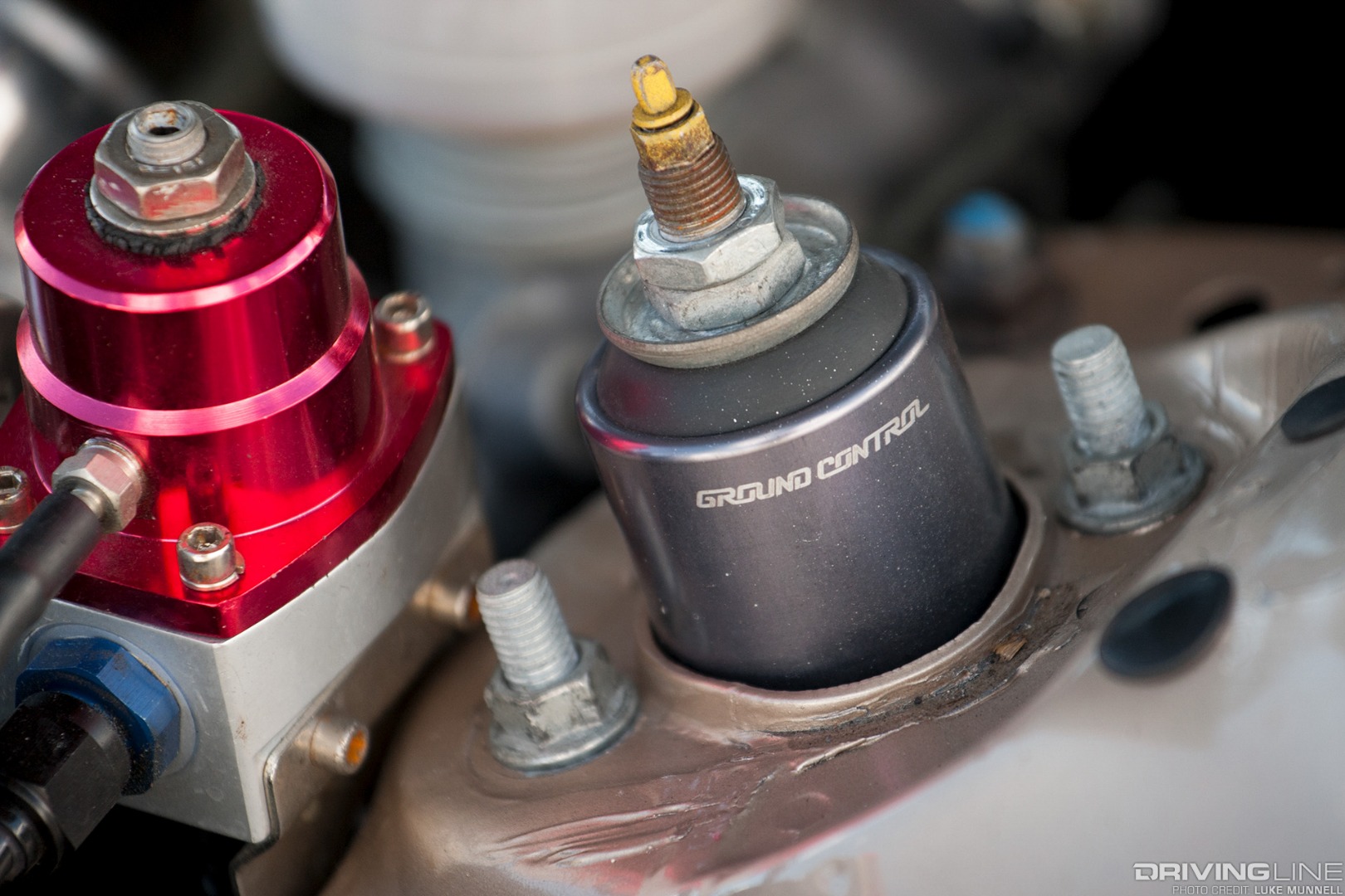 John Cruz Goldy EG Honda Civic hatchback Ground Control shock piston extending top hat