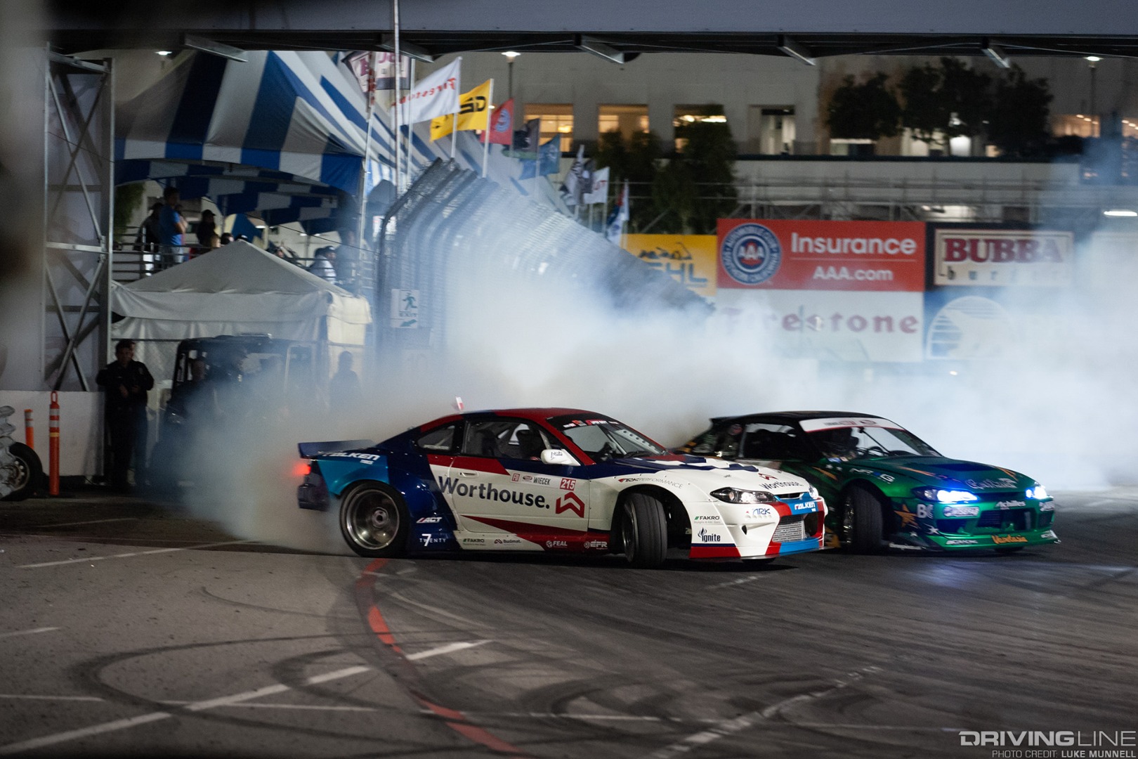 Formula D Grand Prix of Long Beach Super Drift - Piotr Wiecek S15 Nissan Silvia Forrest Wang S14 Nissan 240SX