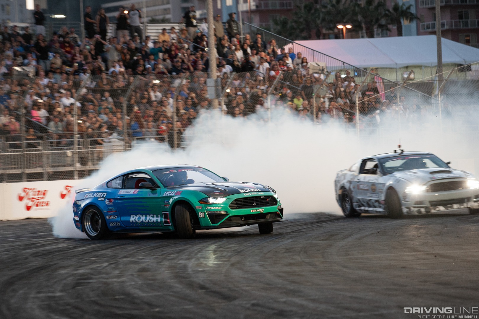 Formula D Grand Prix of Long Beach Super Drift - Justin JTP Pawlak Ford Mustang GT Trent Beechum Ford Mustang GT