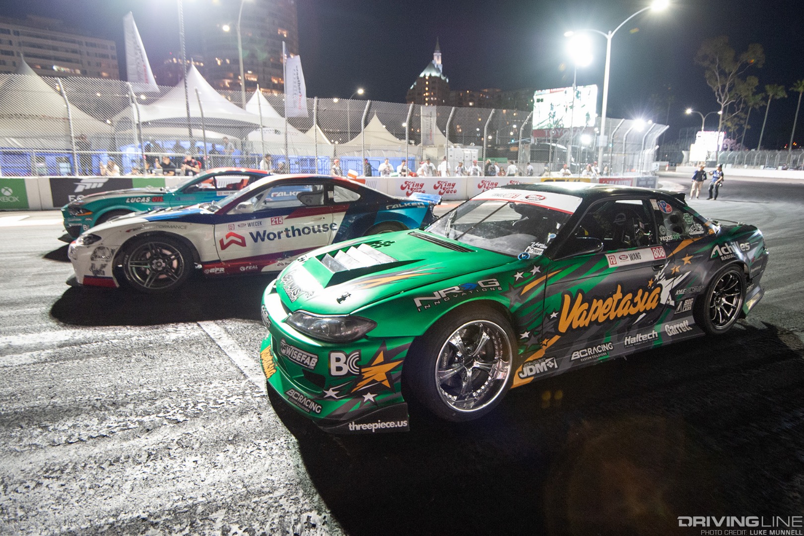 Formula D Grand Prix of Long Beach Super Drift - Forrest Wang S14 Nissan 240SX Piotr Wiecek S15 Nissan Silvia Justin JTP Pawlak Ford Mustang GT