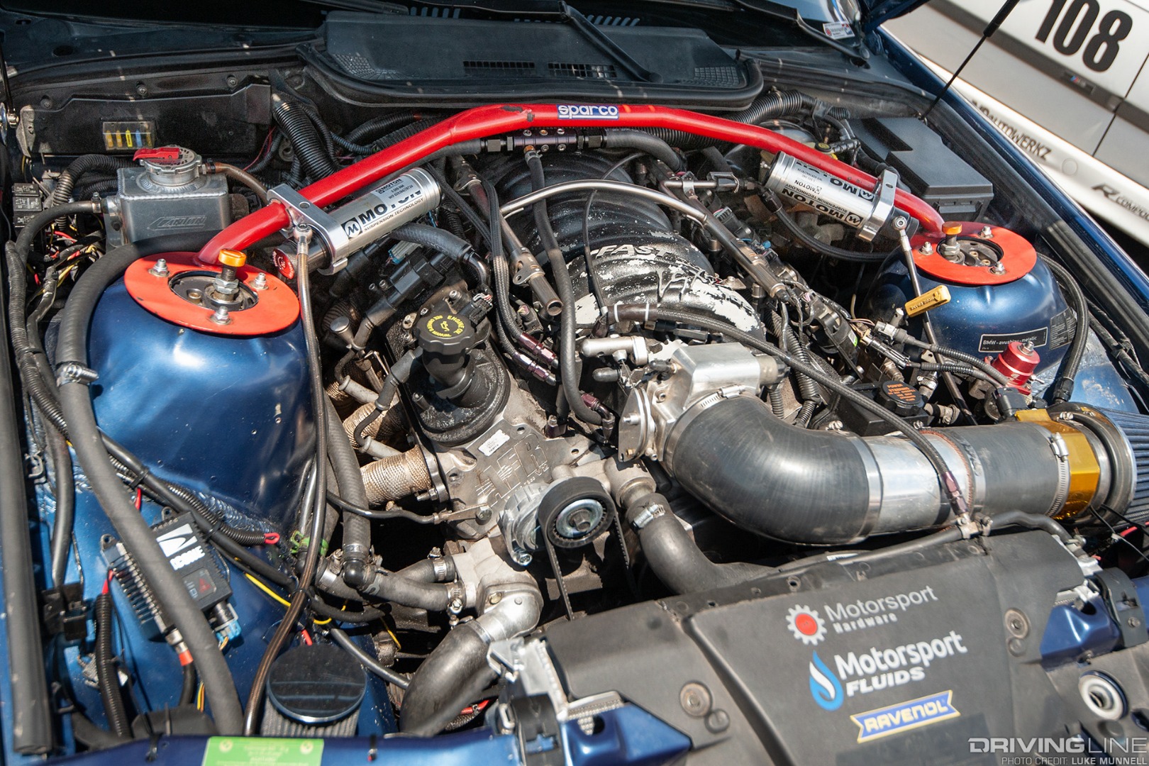 PCA California Festival of Speed at Auto Club Speedway Ryan Castro LS V8-swapped BMW E36 M3 engine bay