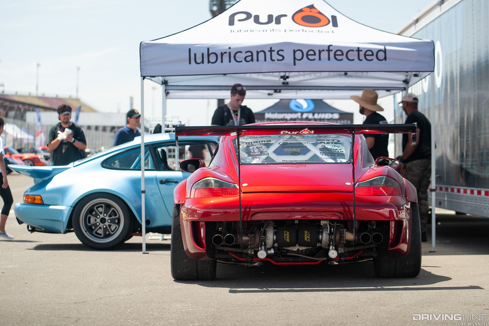 PCA California Festival of Speed at Auto Club Speedway Bisimoto center-drive Porsche Boxster Cayman conversion rear twin turbos