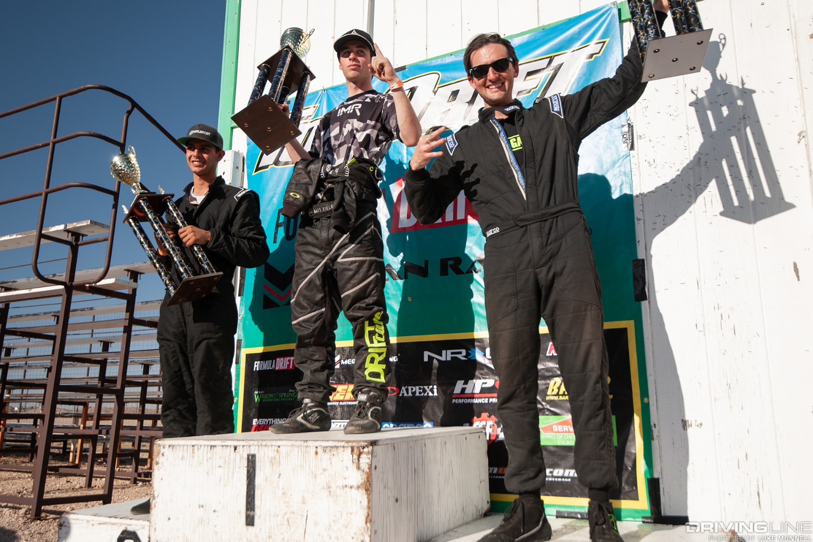 Top Drift rd 3 Willow Springs Amir Falahi Dominic Martinez Rome Charpentier Round 3 podium