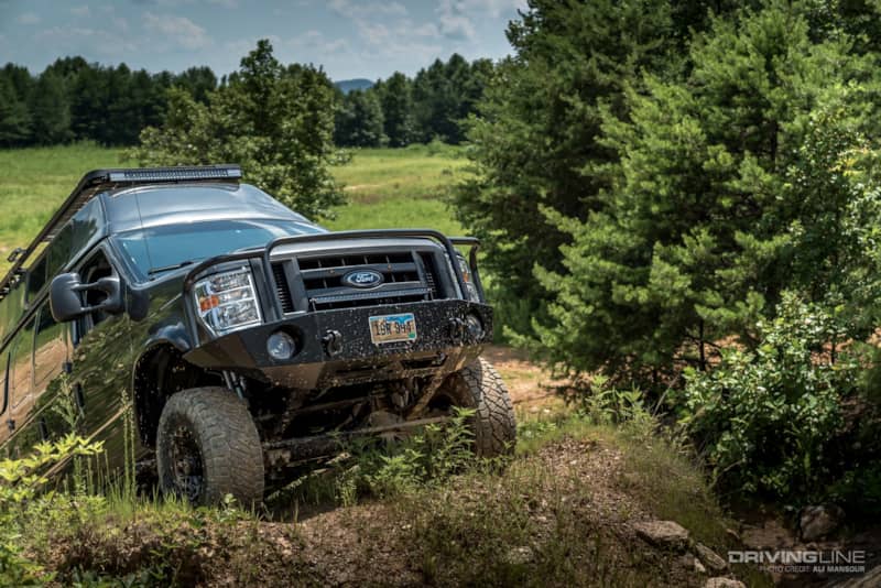 001-2003-ford-e-350-4x4-van-ujoint-off-road-nitto-ridge-grappler climbing