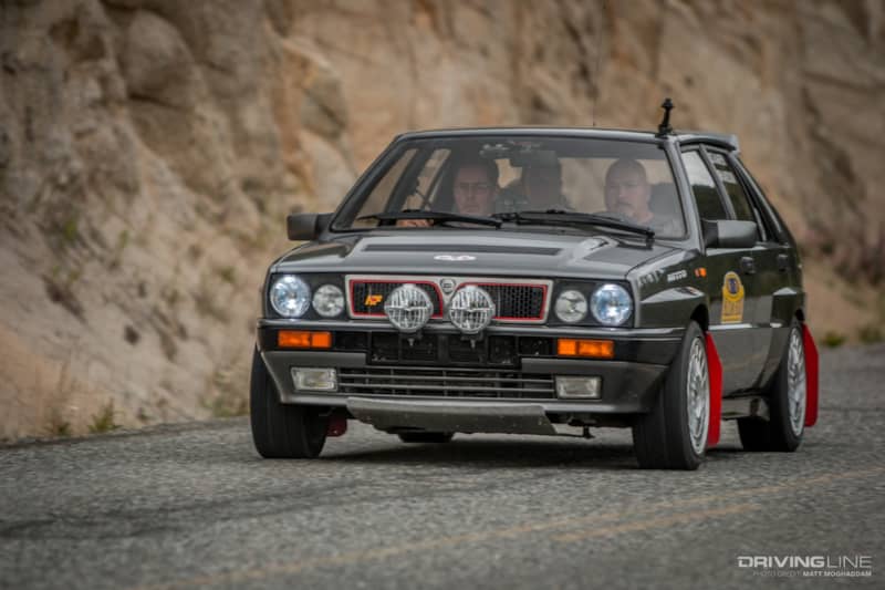 A Lancia Delta Integrale making its way through a regularity section