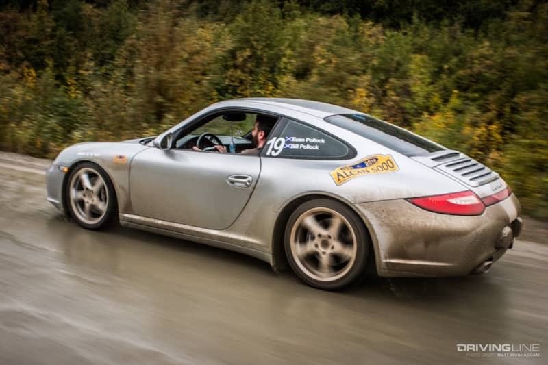 An AWD Porsche 911 on the "Top of the World" Highway in Alaska