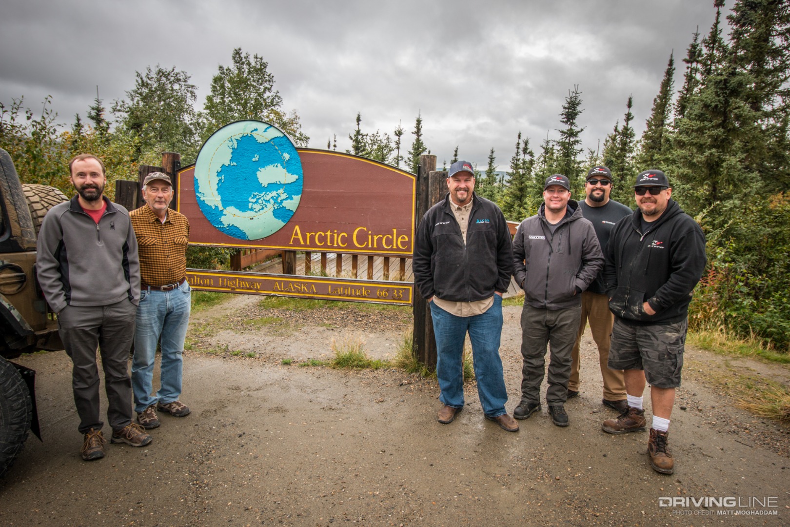 A quick photo opportunity at the Arctic Circle sign