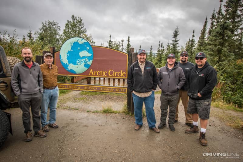 A quick photo opportunity at the Arctic Circle sign