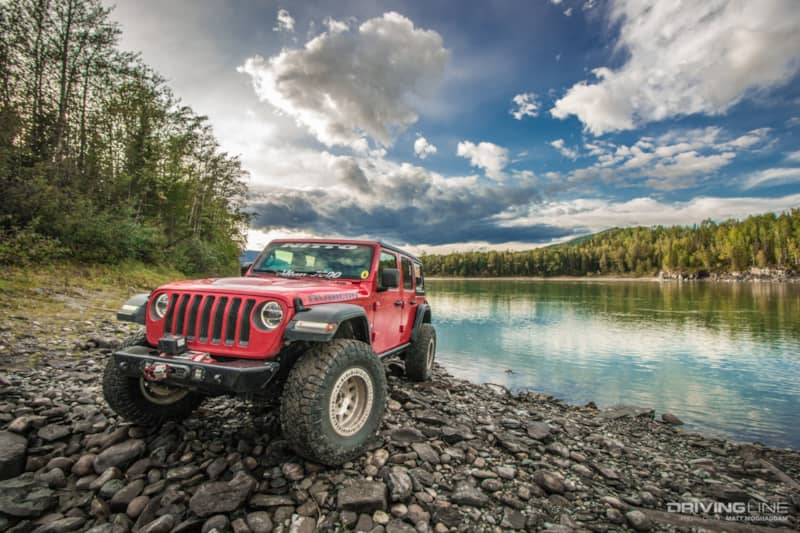Jeep on the banks of the Yukon River