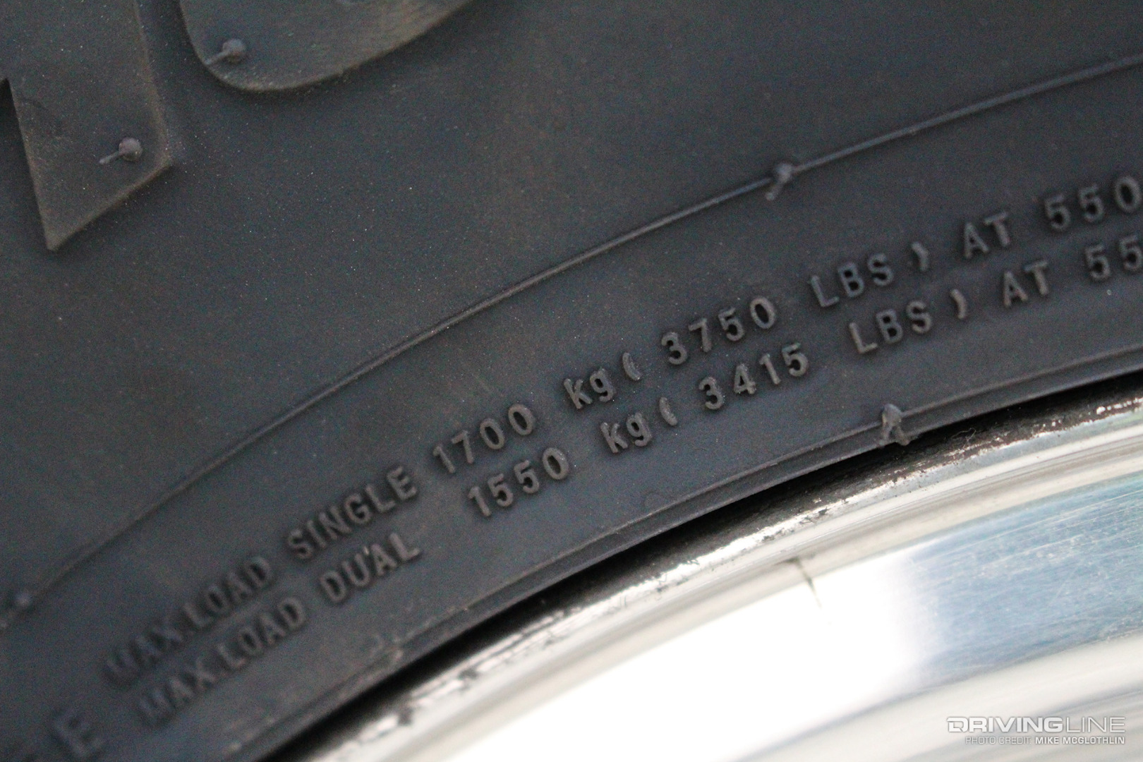 Nitto Ridge Grappler Carrying Capacity badging on tire