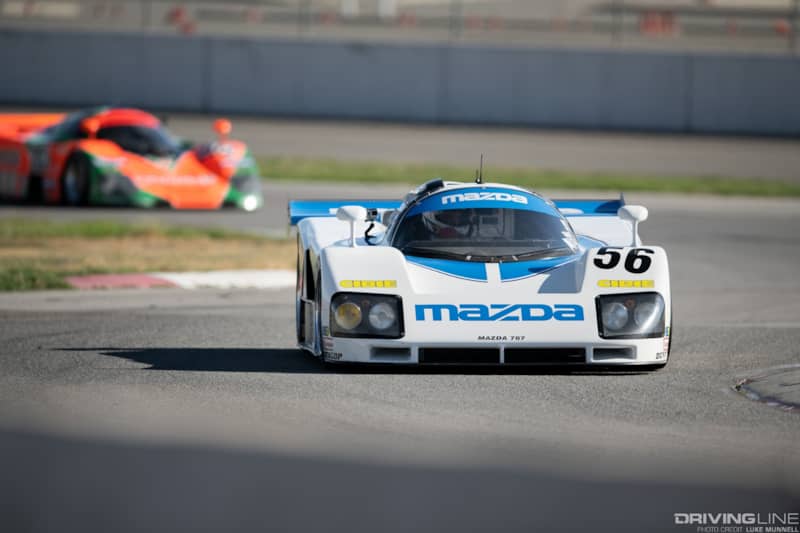 Sevenstock 21 Mazda 787 787B racing at Fontana Auto Club Speedway