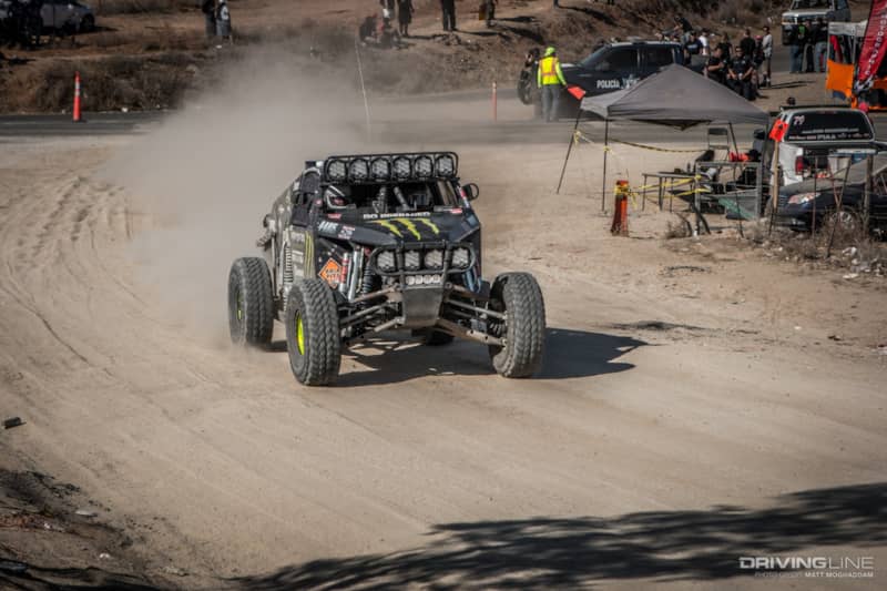 Shannon Campbell moving through the road crossing at Ojos Negros