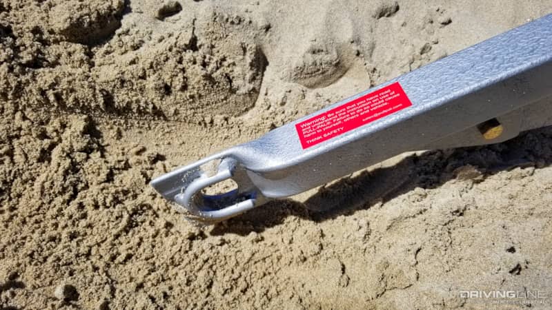 Pull Pal Land Anchor in sand detail of hook up