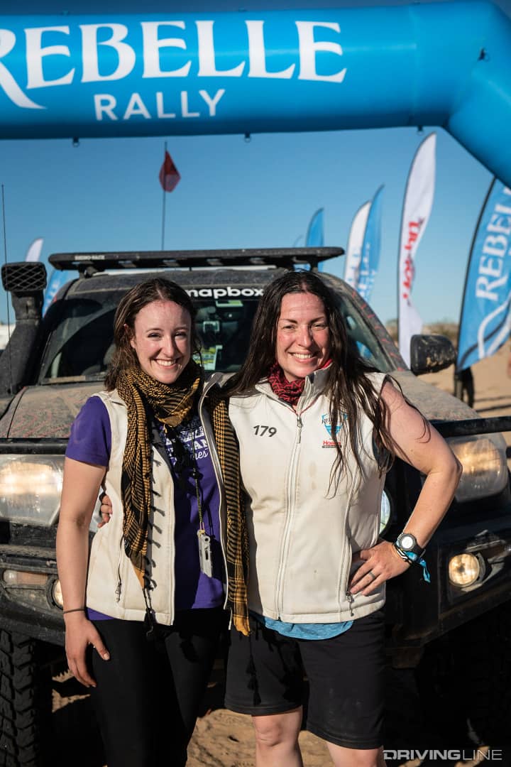 Team Free Range Dames at the Rebelle Rally finish line