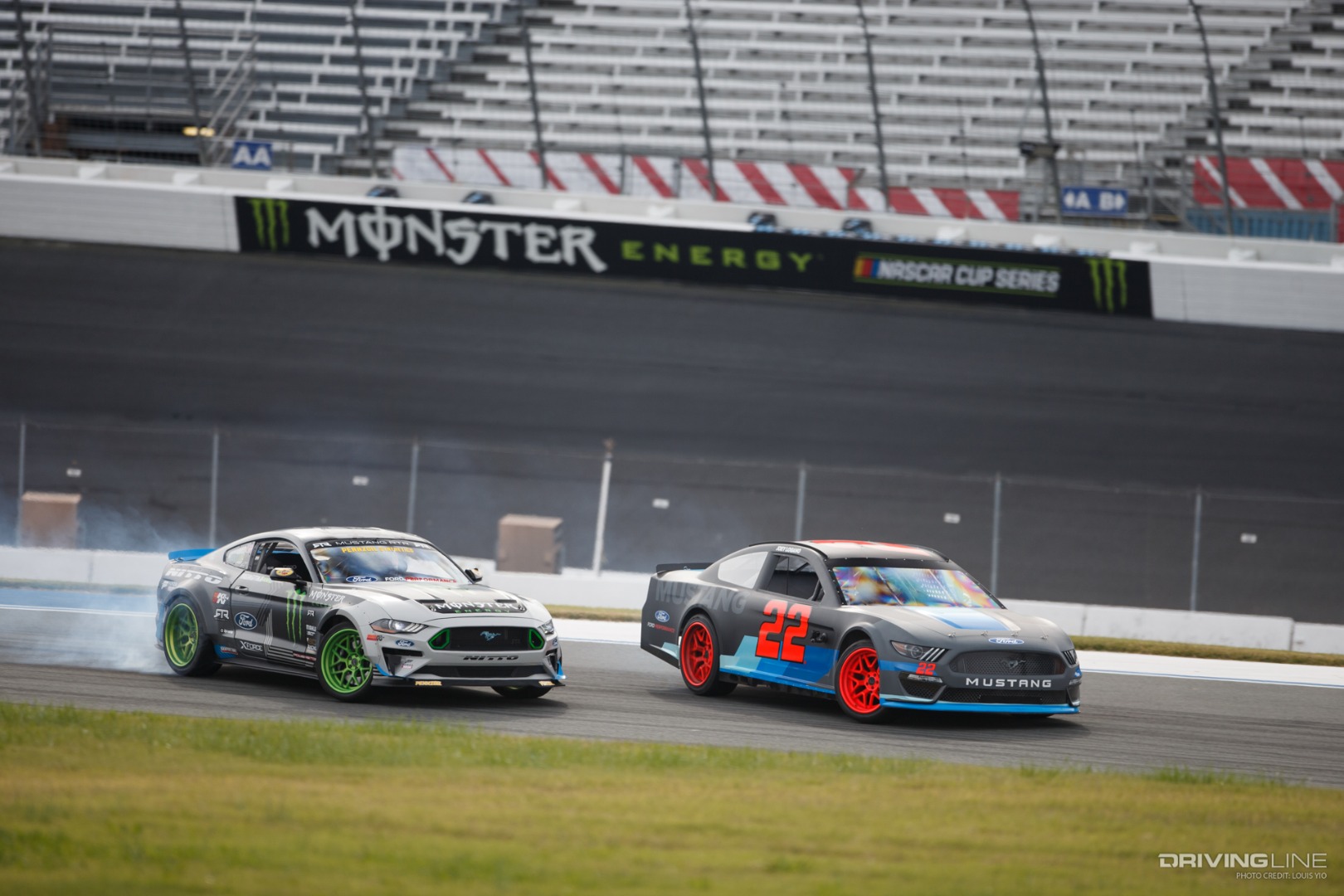 Joey Logano NASCAR Ford Mustang Vaughn Gittin Jr. drifting