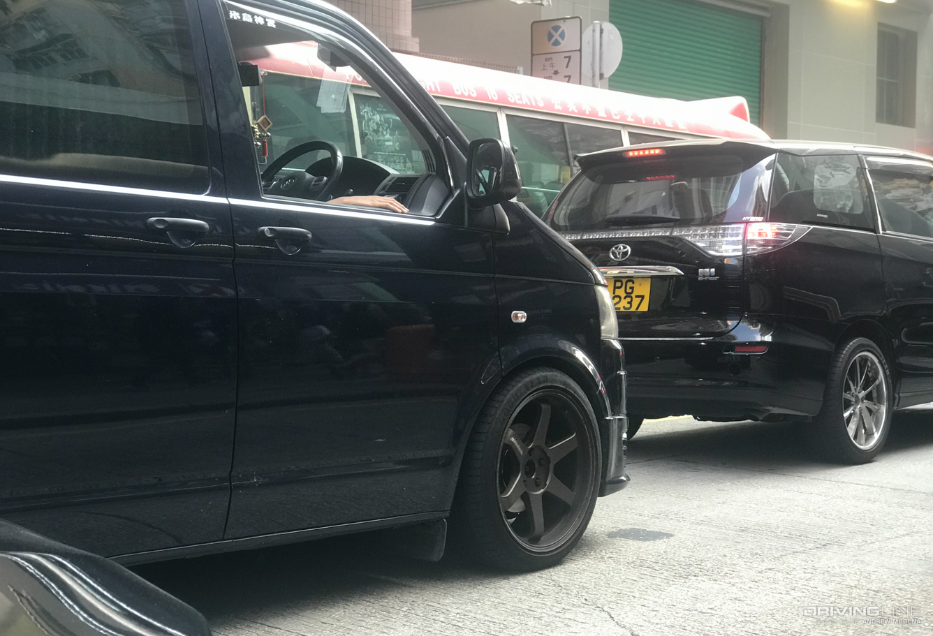 Toyota minivan with TE37s in Hong Kong
