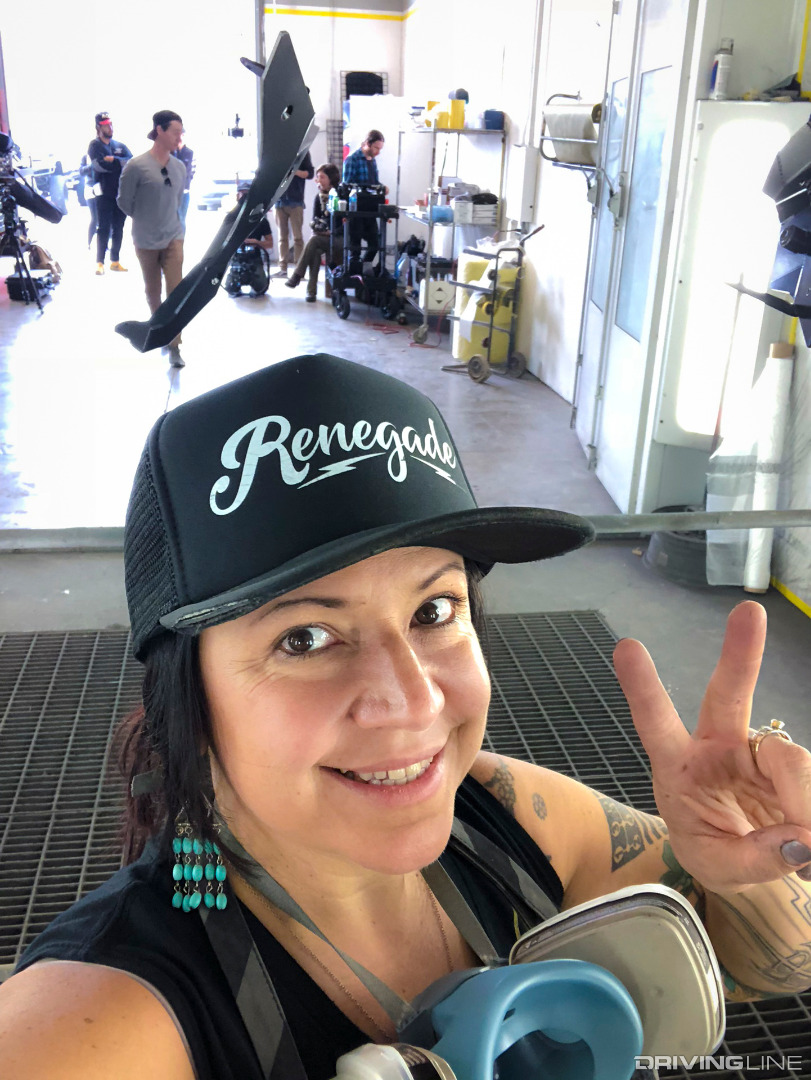 Theresa in LGE-CTS Motorsports' shop