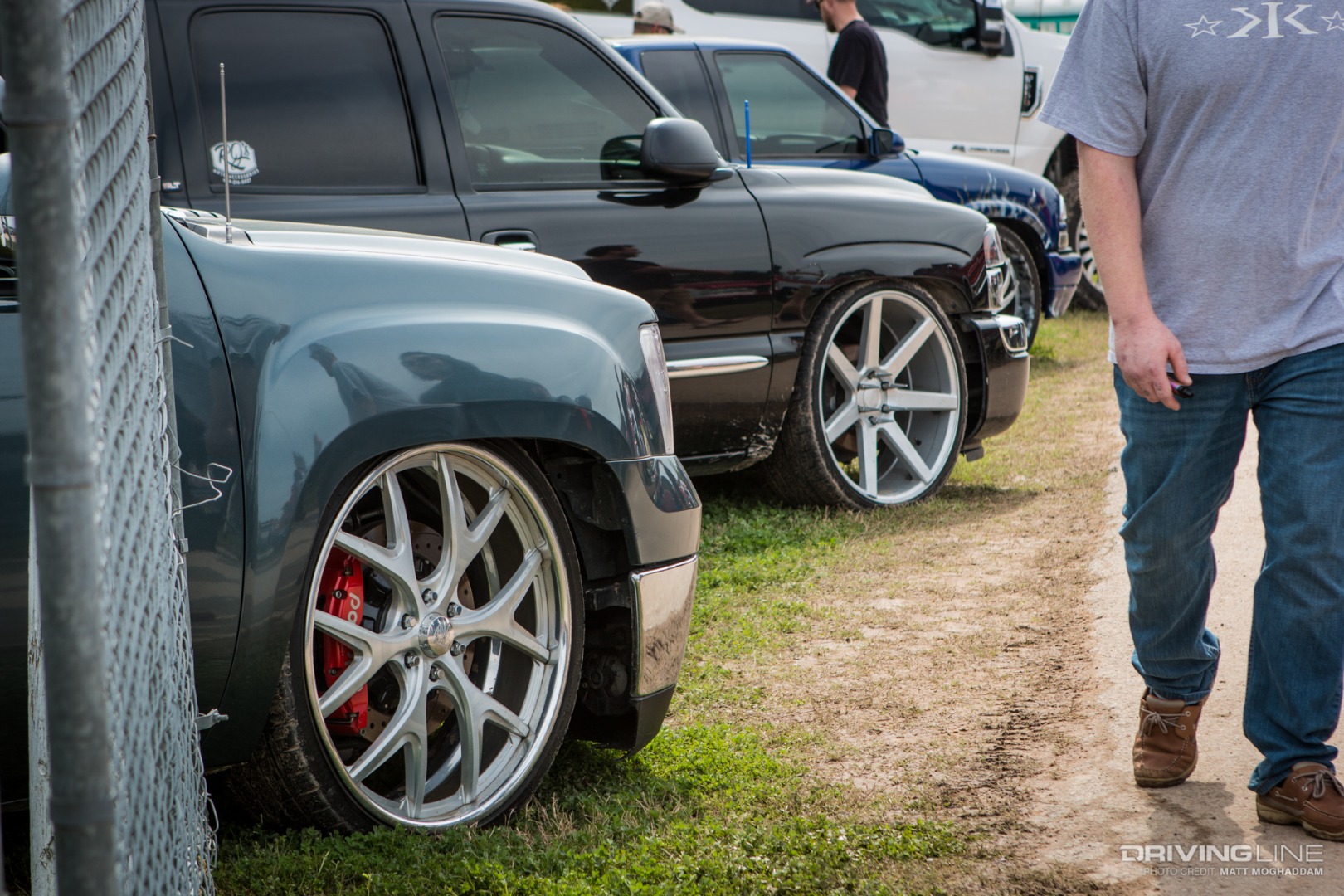 Lowered Silverados at Lone Star Throwdown