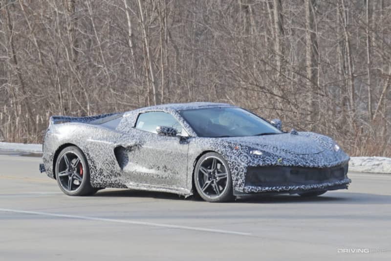 spy photo of 2020 Mid-engine Chevy Corvette front end