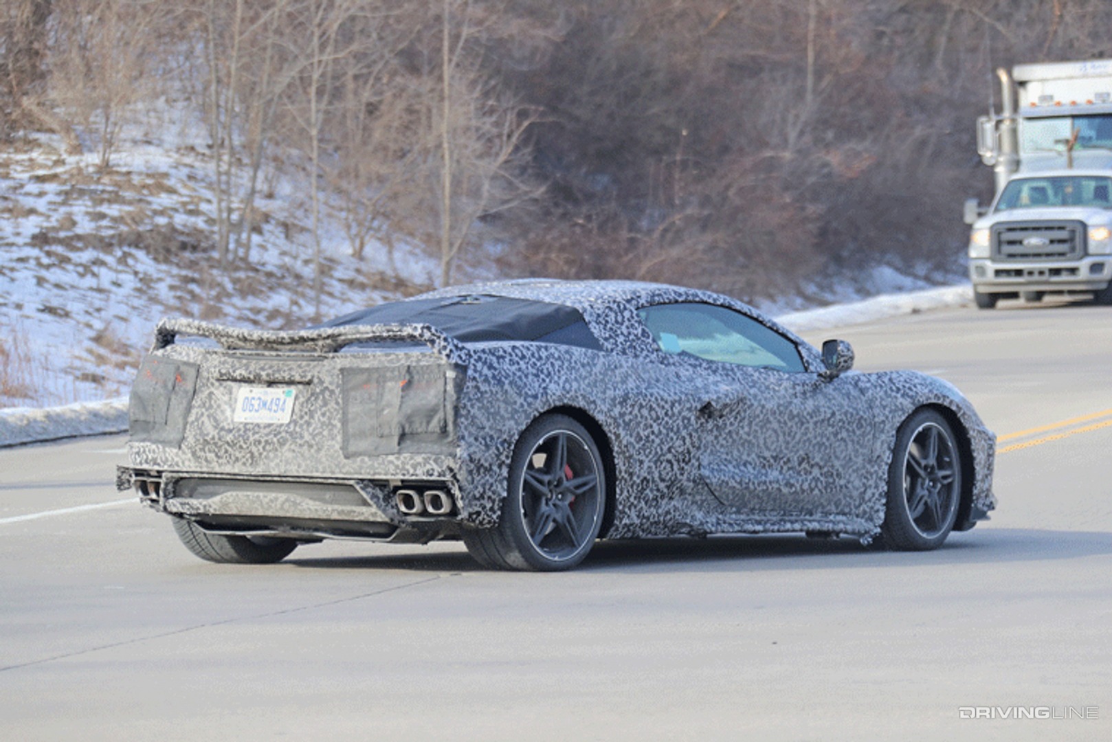 spy photo of 2020 Mid-engine Chevy Corvette rear end