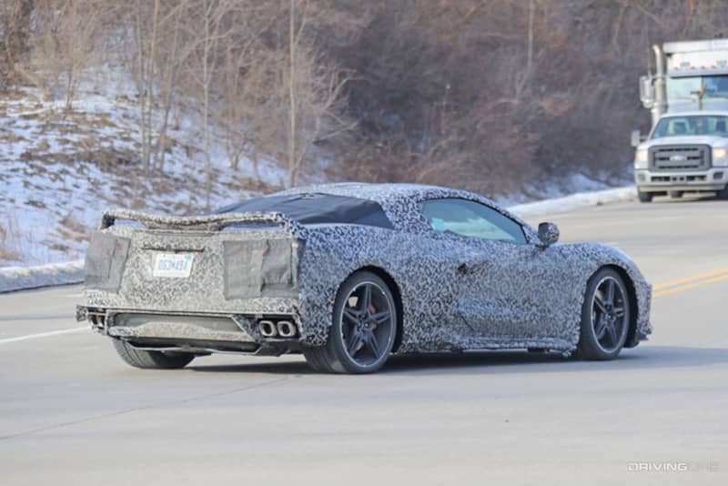 spy photo of 2020 Mid-engine Chevy Corvette rear end